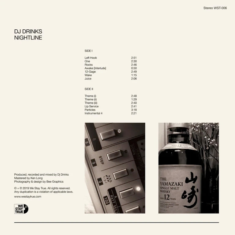 12 inch vinyl - DJ Drinks - Nightline EP - Cut & Paste Records - 12" Vinyl, Beats & Instrumentals, Music - Vinyl, We Stay True