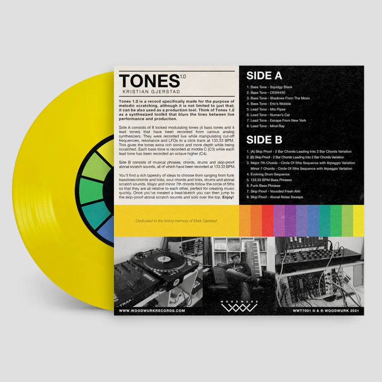7 inch vinyl - Kristian Gjerstad - Tones 1 - Cut & Paste Records - 7" Vinyl, Scratch Vinyl, Skipless, Woodwurk